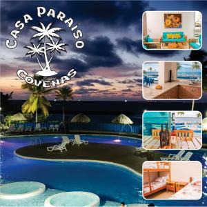 un collage de photos d'un complexe avec une piscine dans l'établissement Magico Apartamento Frente al Mar 3 Habitaciones PAZ224, à Coveñitas