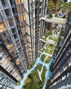 an aerial view of a river between two buildings at Duplex M-City ampang klcc by Mint in Kuala Lumpur