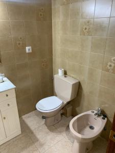 een kleine badkamer met een toilet en een wastafel bij Room Valdeolleros in Córdoba