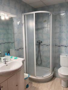 W łazience znajduje się prysznic, toaleta i umywalka. w obiekcie Piso vacacional en Sant Carles de la Ràpita. w mieście Sant Carles de la Ràpita