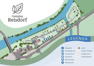 un mapa del sitio del campo de refugiados del campus en Minitent Reisdorf, en Reisdorf