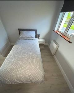 a bedroom with a bed in a room with a window at Avondale Lodge in Sligo