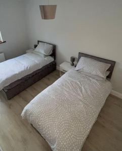 two twin beds in a room with at Avondale Lodge in Sligo