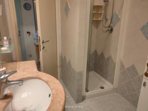 a bathroom with a sink and a shower at La Casa di Fiorella in Cerreto Guidi