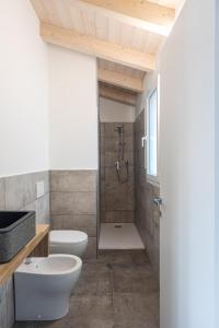 un bagno con doccia, WC e lavandino di Ca' Brichella a Cairo Montenotte