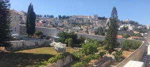 una estatua de una vaca parada en un jardín en una ciudad en Aida Magic of Nazareth - Guesthouse en Nazareth