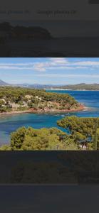 two pictures of a river with trees and water at Charmant Studio dans villa - jardin privatif . in La Seyne-sur-Mer