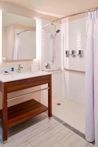 y baño con lavabo y ducha. en Four Points by Sheraton Detroit Novi, en Novi