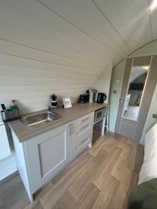 Kuchyň nebo kuchyňský kout v ubytování The Garden Pod with Private Hot Tub