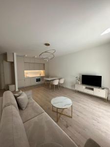 Televízia a/alebo spoločenská miestnosť v ubytovaní Apartament Iława