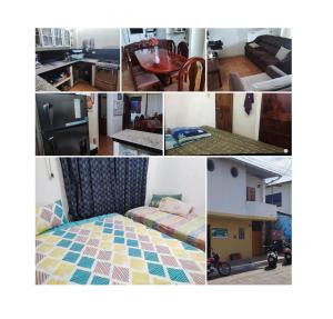 un collage de fotos de una cocina y un dormitorio en Casa Puerto Ayora, en Puerto Ayora