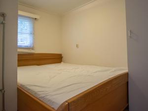 1 dormitorio con 1 cama grande en una habitación con ventana en Boszicht, en Heeswijk-Dinther