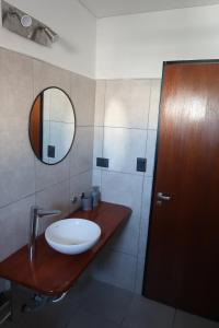 een badkamer met een wastafel en een spiegel bij Pueyrredon 440 in Santa Rosa