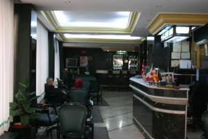 eine Person, die an einer Bar in einem Restaurant sitzt in der Unterkunft Hotel Padova in Istanbul