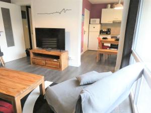 a living room with a couch and a tv at Appartement Saint-Lary-Soulan, 2 pièces, 4 personnes - FR-1-457-282 in Saint-Lary-Soulan