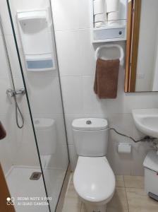 a small bathroom with a toilet and a sink at Alojamientos Playa Centro Corralejo 12 in Corralejo