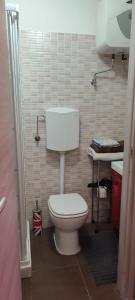 een kleine badkamer met een toilet en een wastafel bij Mansarda Nizza Tre in Turijn