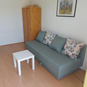- un salon avec un canapé et une table dans l'établissement Apartments Krešo, à Starigrad-Paklenica