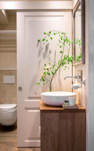 a bathroom with a sink and a plant on a counter at Mabelle Firenze Residenza Sassetti in Florence