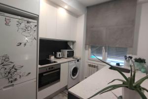 a kitchen with a washer and dryer in a kitchen at Apartamento Turquesa in Zaragoza