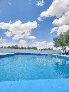 una piscina de agua azul y un árbol en "Plaisir en Pleine Nature Villa Ferme avec Piscine Privée pour un Séjour Relaxant en Nzala