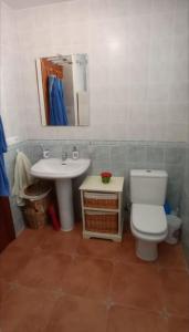 bagno con servizi igienici e lavandino di Casa La Puerta de Ronda a Cuevas del Becerro