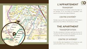een kaart van het arrondissement met een vergrootglas bij Appartement indépendant-2 chambres !!Parc des expositions in Parijs