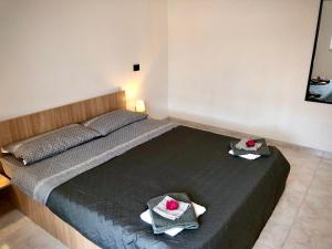 ein Schlafzimmer mit einem großen Bett mit Handtüchern darauf in der Unterkunft Appartamento Lello in Termoli