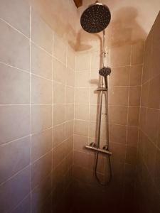 a shower with a shower head in a bathroom at Casa Patio de Monjas in Vejer de la Frontera