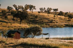 a smallshed next to a lake in a field at Cucumbi in Santa Susana