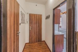 赫拉德茨－克拉洛韋的住宿－Carolina's CENTRAL Apartment，走廊设有木门和厨房