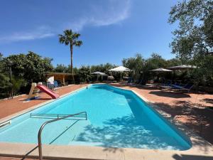 a large blue swimming pool with a slide at Villa Monica appartamenti in Vieste