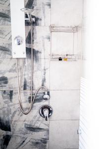 eine Dusche mit einem Schlauch im Bad in der Unterkunft King's rooftop in Tel Aviv