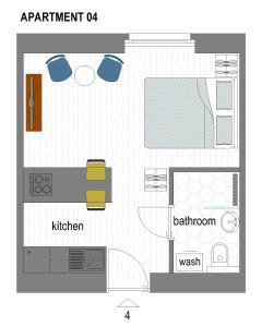 a floor plan of a kitchen and bathroom at NEW G&P Villa - Free Parking in Ljubljana