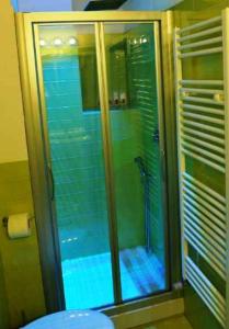 a glass shower in a bathroom with a toilet at Bed & Breakfast Viziottavo in Castiglion Fiorentino