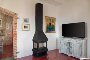 a fireplace in a living room with a television at Vis in Vis