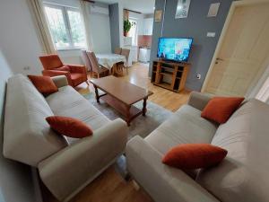 a living room with two couches and a television at Apartment Stup in Sarajevo