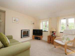 a living room with a couch and a television at Little Hamlin in Callington