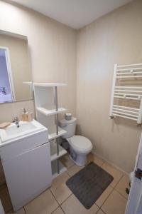 een badkamer met een wit toilet en een wastafel bij Departamentos Avenida Colon in Punta Arenas