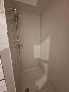 a shower with a glass door in a bathroom at Résidence Du Grand Stade in Saint-Denis +5 photos