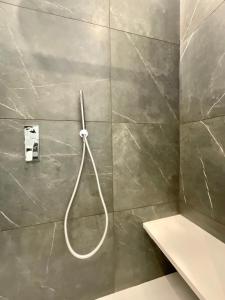 a shower with a hose attached to a wall at Apartment Suite - Charlize - in the heart of Milan in Milan