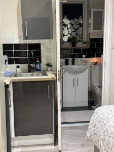 a kitchen with a sink and a toilet in a room at Guest&Rest 3 in London