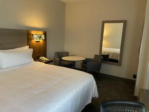 a hotel room with a bed and a table and a mirror at Holiday Inn Express Mexico City Satelite, an IHG Hotel in Mexico City