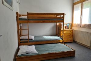 two bunk beds in a room with a window at Apartment with view of Prorel in Briançon