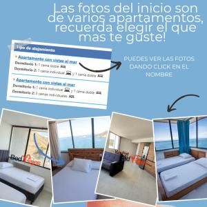 Un folleto para una habitación de hotel con vistas al océano en Apartamentos Santamaria del Mar - Bedviajes, en Santa Marta