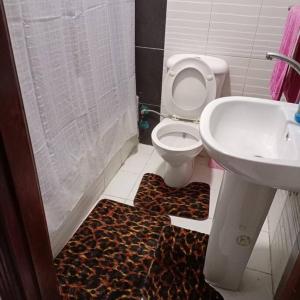 a bathroom with a toilet and a sink at Appartement à Alexandrie cleopatra families only in Alexandria