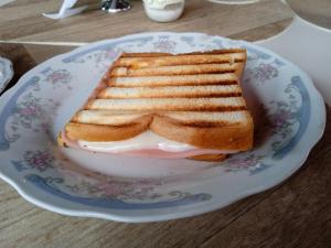a grilled cheese sandwich on a plate on a table at Amazon Lodge Varillal in Iquitos