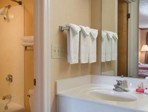 un baño con lavabo y espejo en Red Roof Inn & Suites Cleveland, TN, en Cleveland