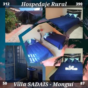 a collage of pictures of a bedroom with two beds at Hospedaje Rural Villa Sadais in Monguí