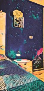 uma pintura de um quarto com uma cama e uma mesa em Apartment mYourHome em Catânia